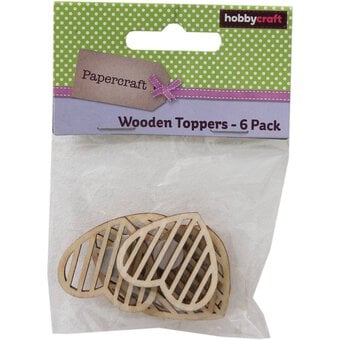 Striped Heart Wooden Toppers 6 Pack image number 3