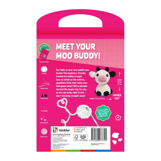 Oh My Craft! Colin Cow Crochet Plushie Kit image number 3