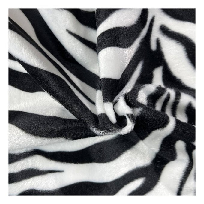 Zebra Velboa Fur Fabric by the Metre image number 1