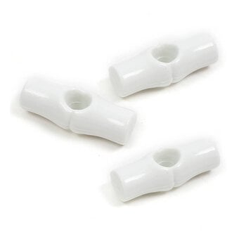 Hemline White Basic Toggle Button 3 Pack
