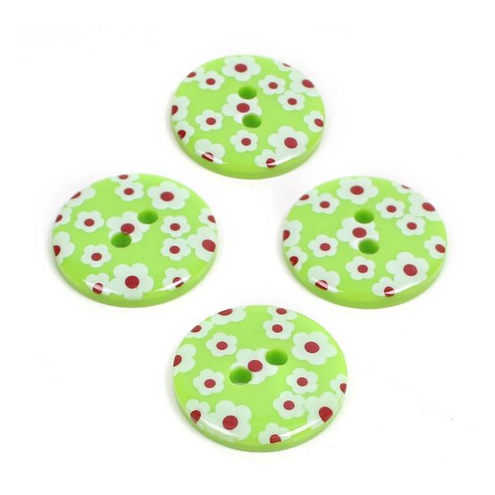 Hemline Green Novelty Patterned Button 4 Pack image number 1