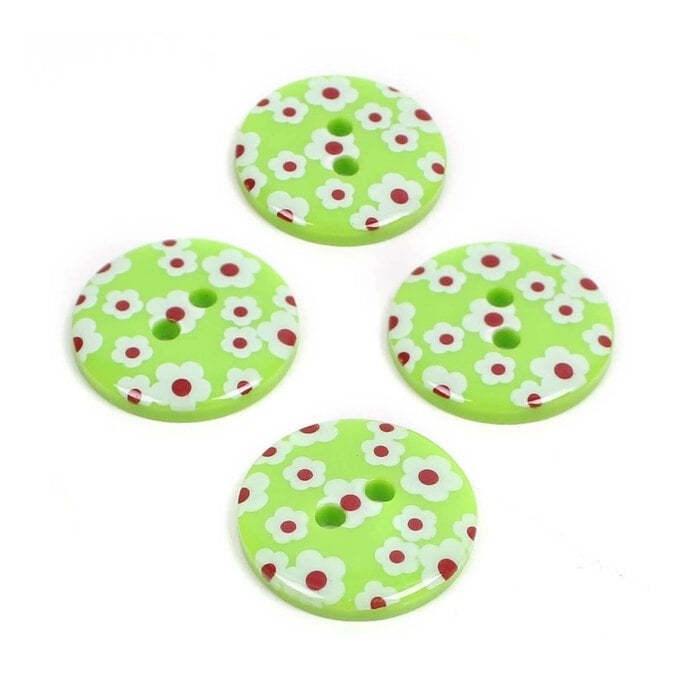 Hemline Green Novelty Patterned Button 4 Pack image number 1