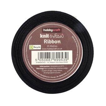 Black Satin Ribbon 9mm x 15m
