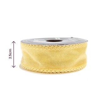Light Gold Wire Edge Organza Ribbon 25mm x 3m image number 3