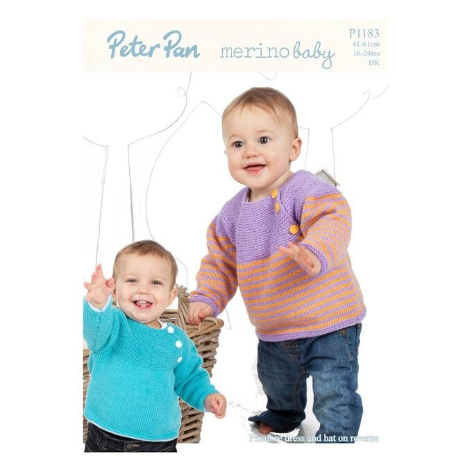 Peter Pan Baby Merino Sweaters Pinafore Dress and Hats Digital Pattern P1183 image number 1
