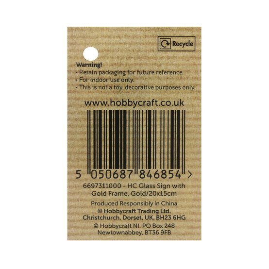 Glass Sign with Gold Frame 20cm x 15cm image number 5