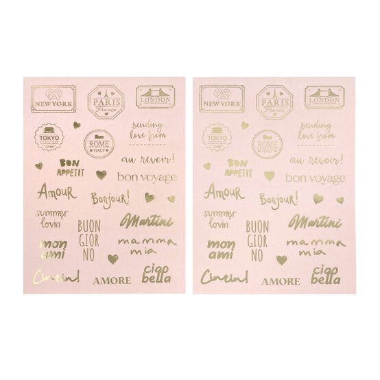 Pink and Gold Travel Sentiment Foiled Stickers 2 Sheets image number 1