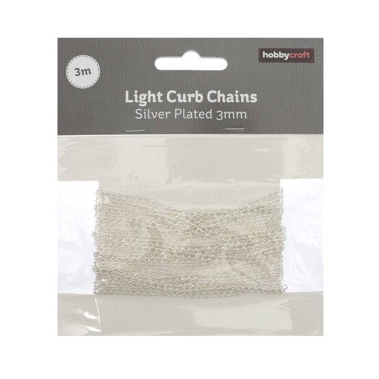 Silver Light Curb Chain 3mm x 3m image number 2