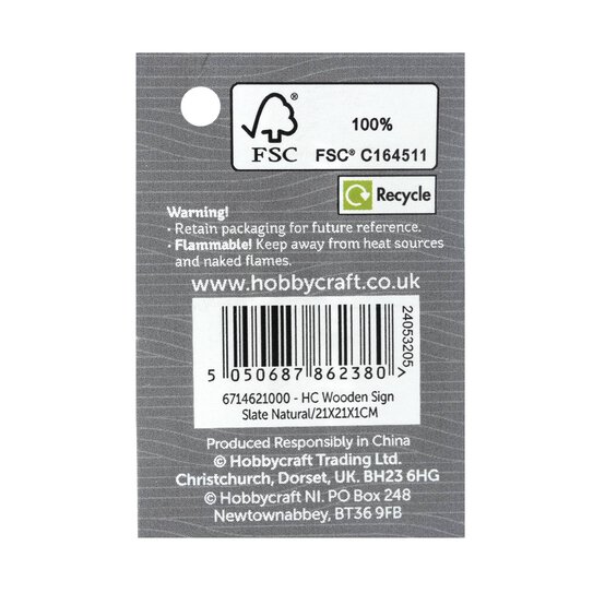 Wooden Slate Sign 21cm image number 5