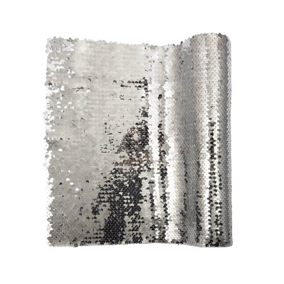 Silver Sequin Fabric Roll 28cm x 2m image number 3
