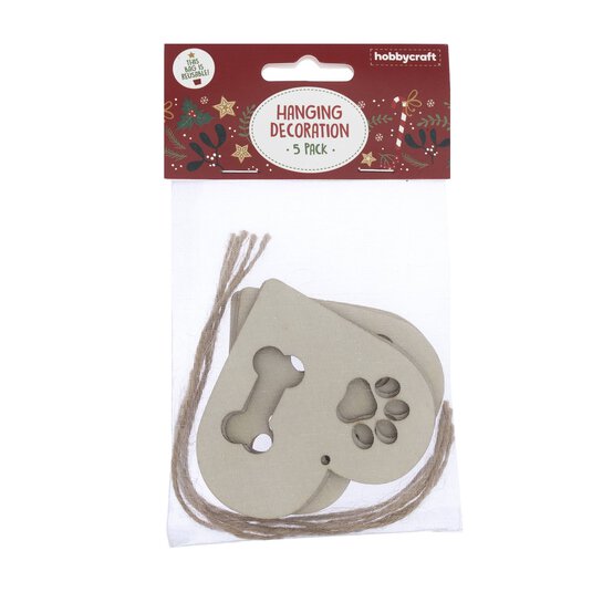 Hanging Wooden Bone and Paw Decorations 5 Pack image number 3