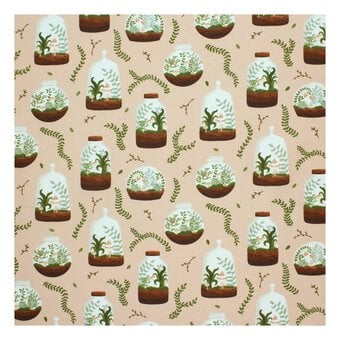 Plant Life Terrarium Cotton Fabric by the Metre