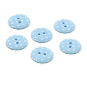 Hemline Sky Blue Novelty Spotty Button 6 Pack