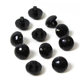 Hemline Black Novelty Faceted Button 11 Pack