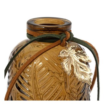 Bronze Leaf Tall Glass Vase 12cm