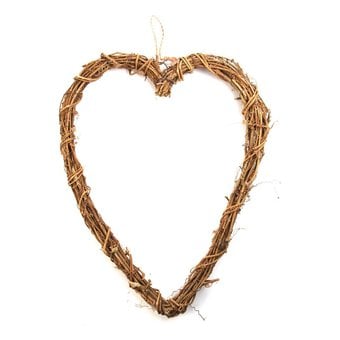 Natural Rattan Heart Wreath 45cm