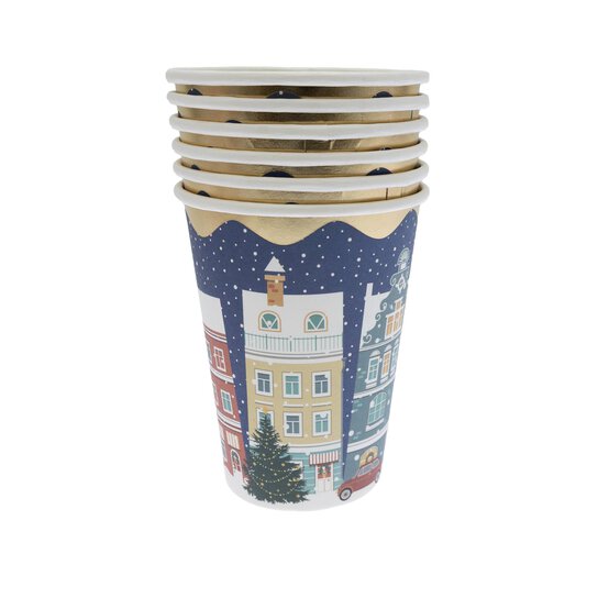 Christmas Village Paper Cups 6 Pack  image number 2