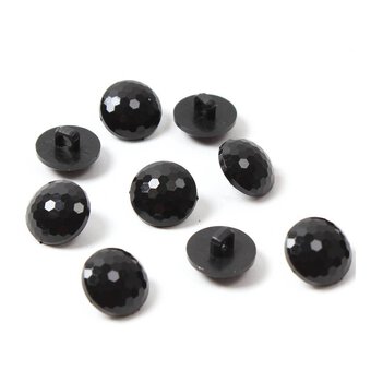 Hemline Black Novelty Faceted Button 9 Pack