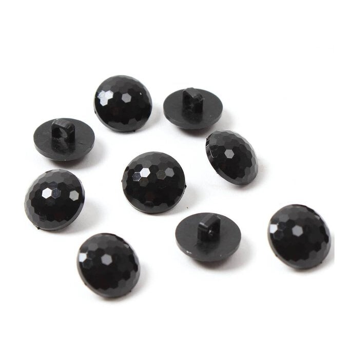 Hemline Black Novelty Faceted Button 9 Pack image number 1