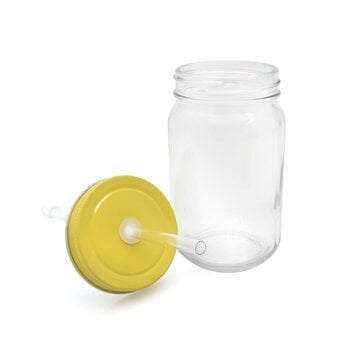 Yellow Glass Drinking Jar with a Straw image number 4