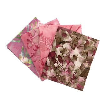 Pink Batik Cotton Fat Quarters 4 Pack