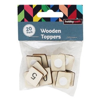 Printed Wooden Number Toppers 20 Pack
