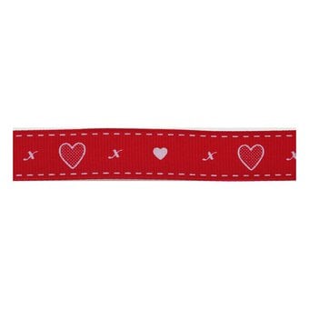 Red Hearts Grosgrain Ribbon 16mm x 4m image number 2