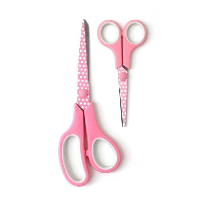Hemline Dotty Pink Soft Grip Scissors Set 2 Pieces image number 1