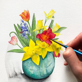How to Paint a Vase of Flowers with Watercolours