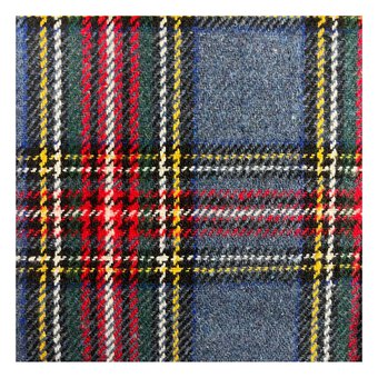 Blue Brushed Tartan Fabric by the Metre