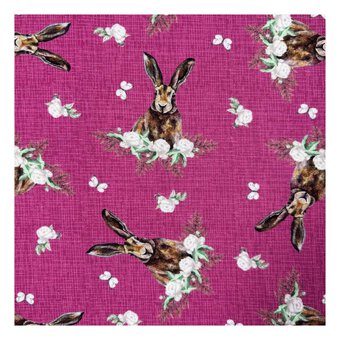 Woodland Wonders Rosy Hare Cotton Fabric by the Metre