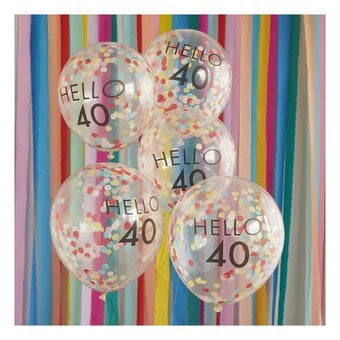 Ginger Ray Hello 40 Milestone Confetti Balloons 5 Pack image number 2