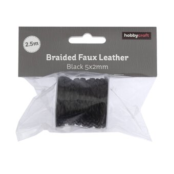 Black Braided Faux Leather 2.5m