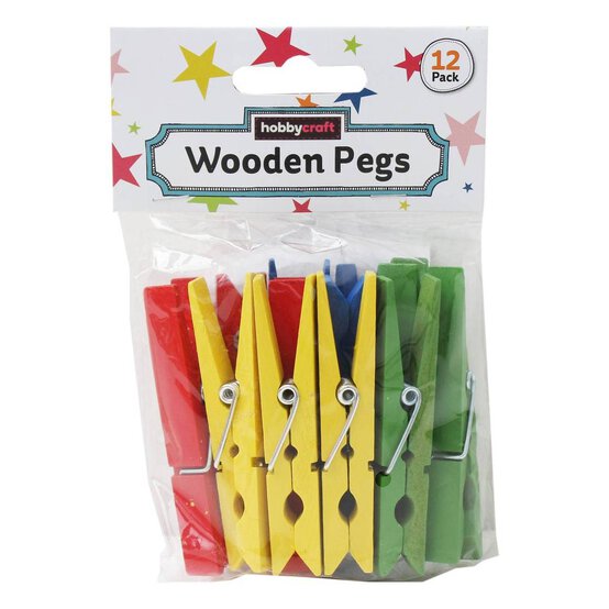 Coloured Wooden Pegs 7cm 12 Pack image number 2