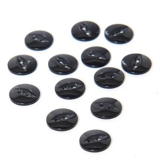 Hemline Black Basic Fish Eye Button 13 Pack