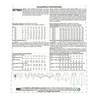 McCall's Women's Top  Sewing Pattern M7962 (AX5 4-12)