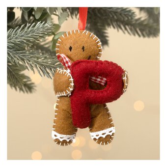 Hanging Gingerbread Felt Letter P Decoration