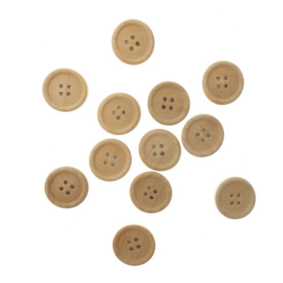 Natural Wooden Button Embellishments 12 Pack image number 1