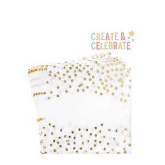 Create & Celebrate Gold Dotted Paper Napkins 12 Pack