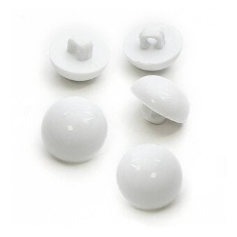 Hemline White Basic Dome Button 5 Pack