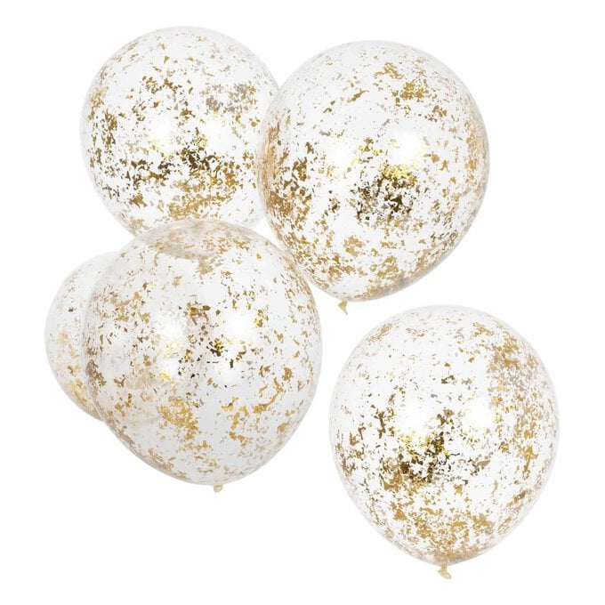 Ginger Ray Gold Confetti Balloons 5 Pack image number 1