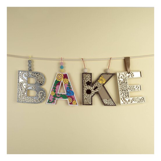 Wooden Filigree Hanging Letter E 12cm image number 5