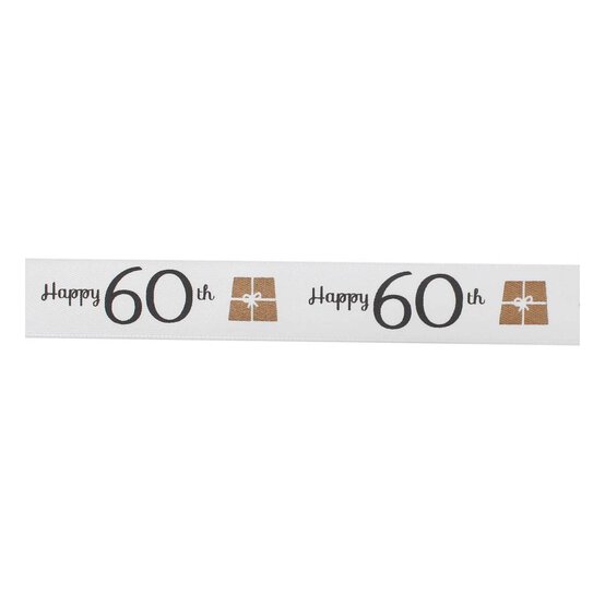 Happy 60th Satin Ribbon 16mm x 4m image number 2