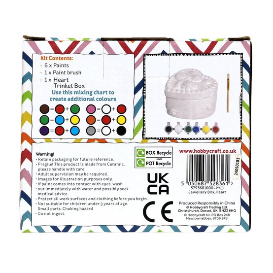 Paint Your Own Heart Trinket Set 10cm x 10cm x 6cm image number 7