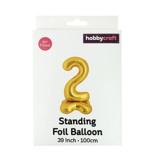 Standing Gold Number 2 Balloon 1m image number 4