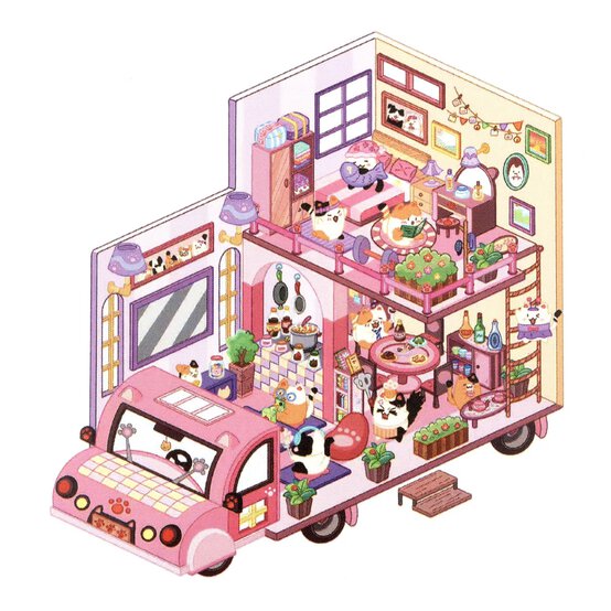Mini Cat Camper Scene Stickers image number 2