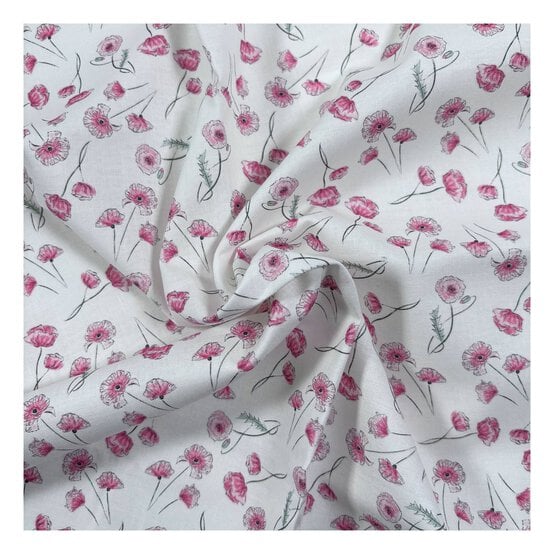 Wild Flowers Poppy Parade Cotton Fabric by the Metre image number 1