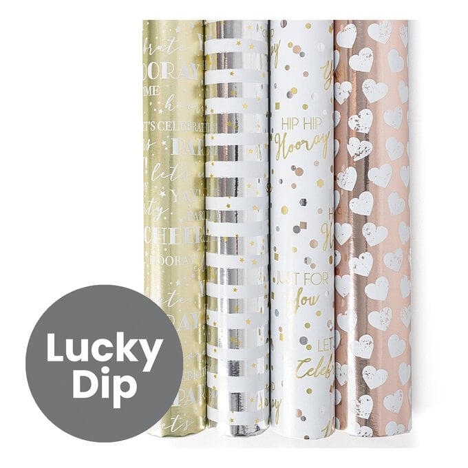 Assorted Foil Celebration Wrapping Paper 69cm x 1.5m image number 1