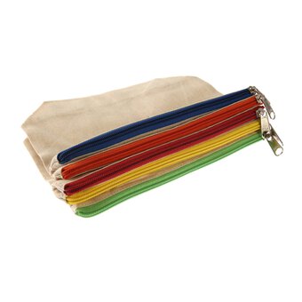 Assorted Cotton Zip Pouches 5 Pack image number 3