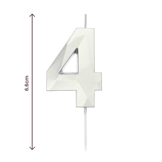 Whisk Silver Faceted Number 4 Candle image number 5